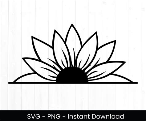 Download 538+ Half Sunflower SVG Cricut Cut Images